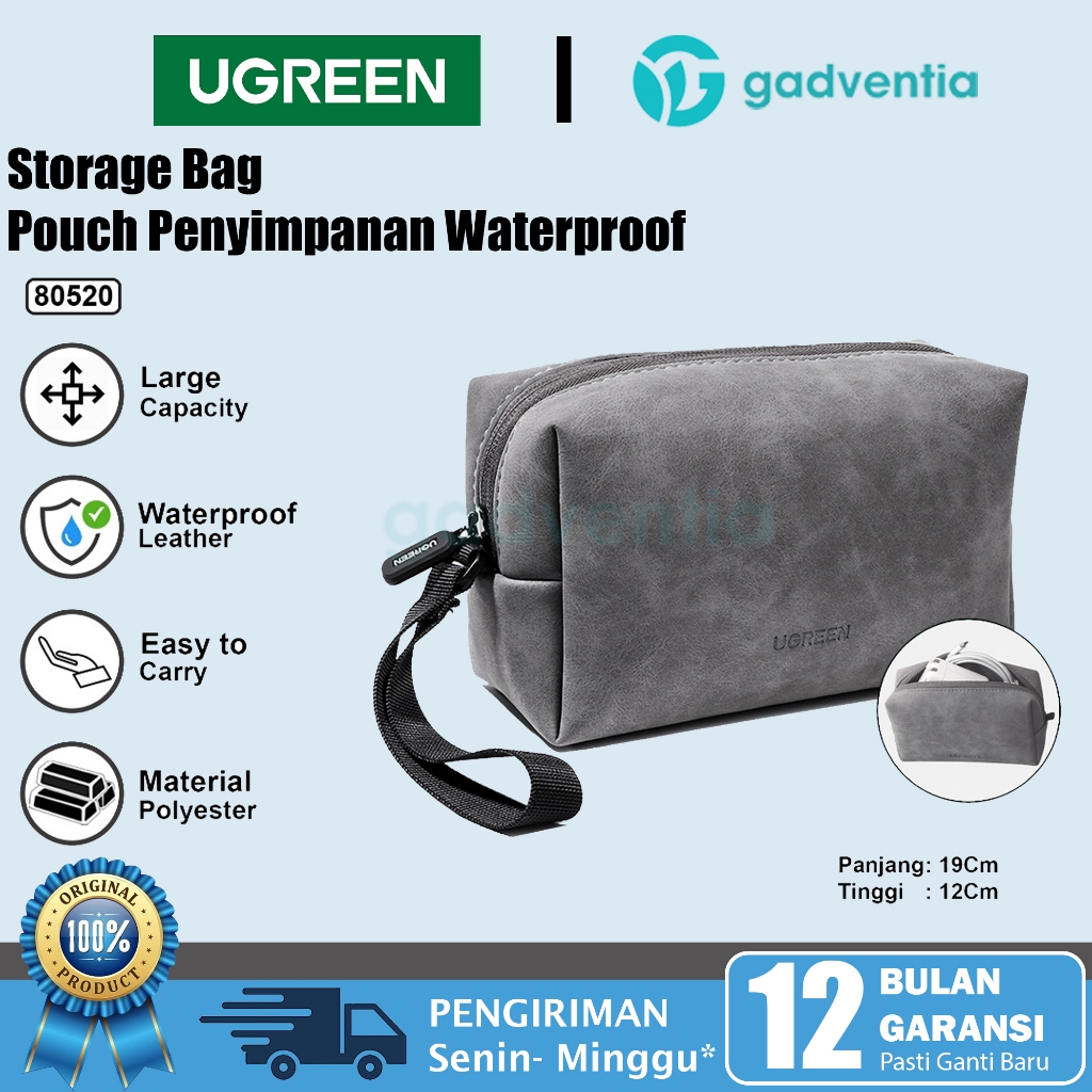 UGREEN Tas Genggam Pouch Organizer Travel Organizer Storage Hand Bag Organizer PU Leather WaterProof