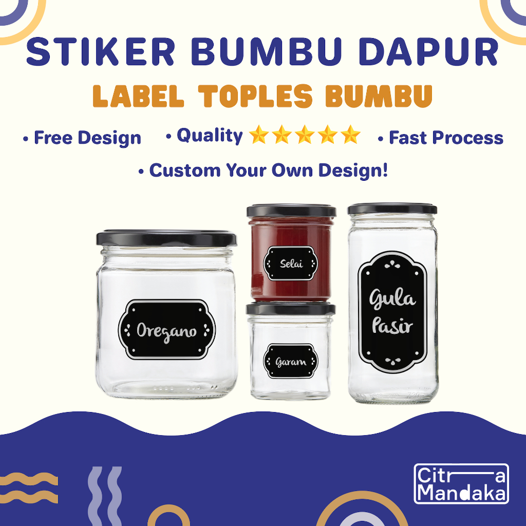 

Stiker Bumbu Dapur Waterproof Anti Air Free Design Vinyl Chromo Transparan