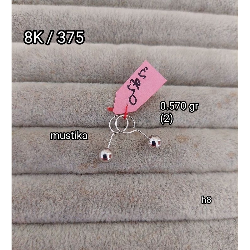 Anting putih toge model mrican polos 8K / 375 - Mustika