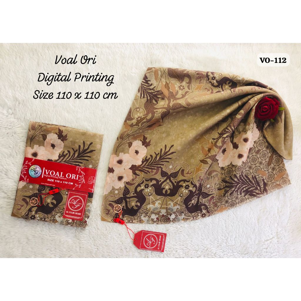 Al Fajri Scarf - Hijab Segi Empat Voal Ori Motif Digital Printing Size 110x110 cm