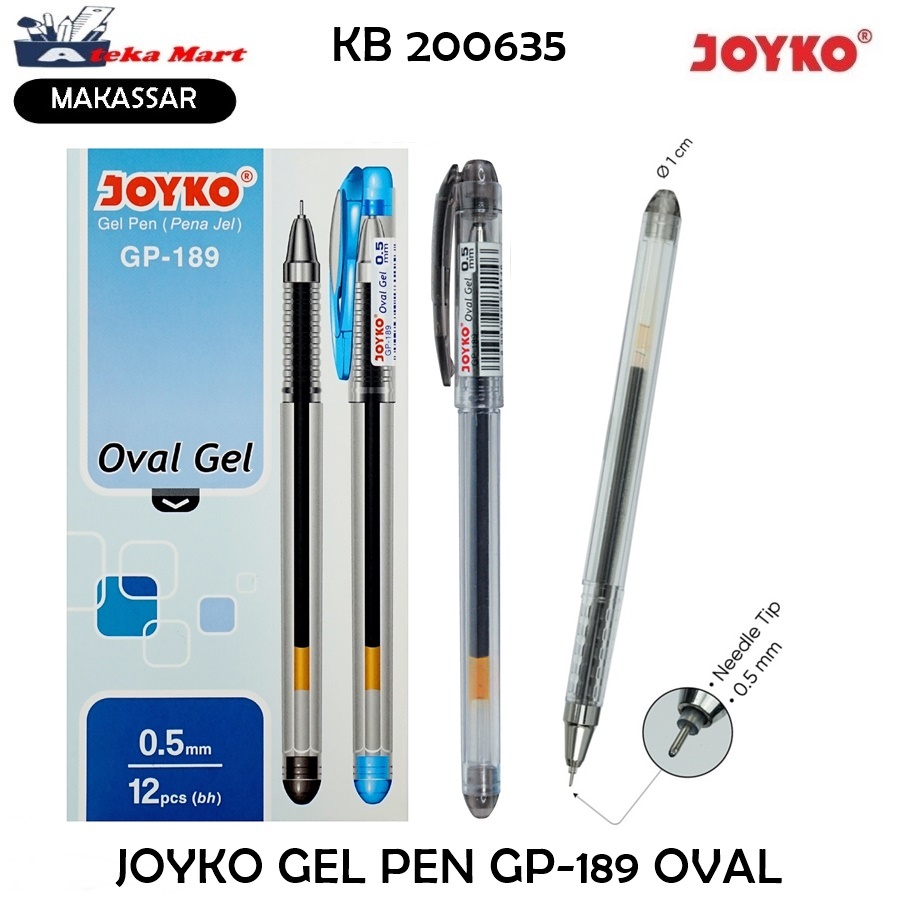 

[BOX/12PCS] GP-189 GEL PEN JOYKO OVAL GEL PULPEN CAIR HITAM