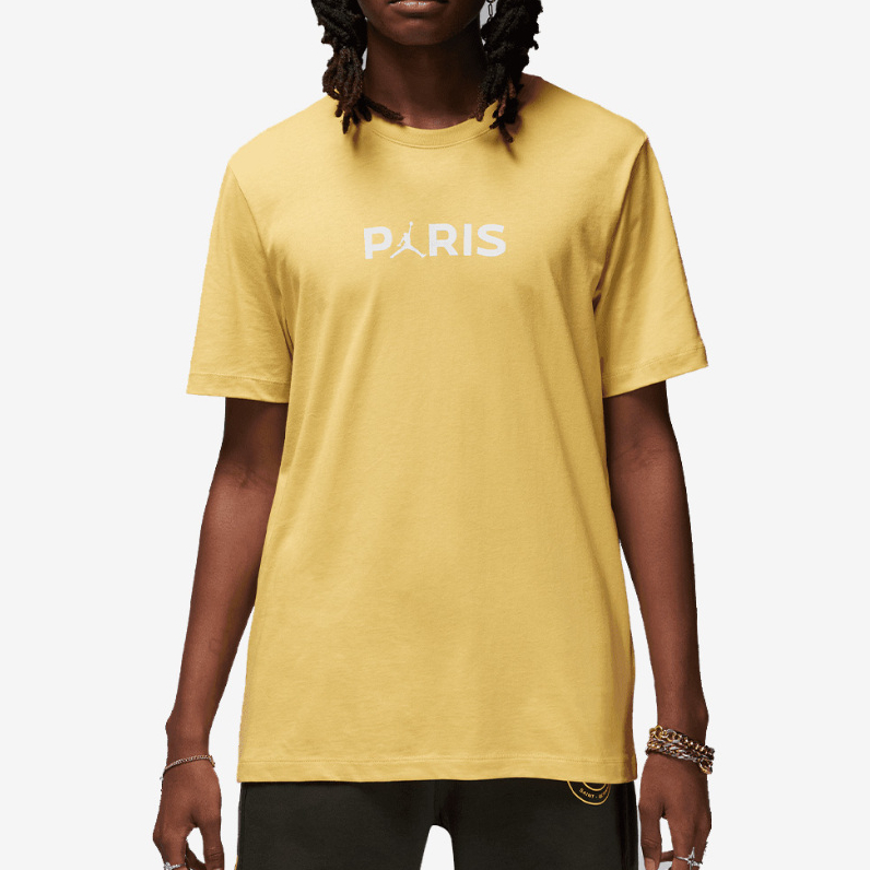Kaos Basket Pria Jordan PSG SS Logo Tee Yellow - FN5332-700