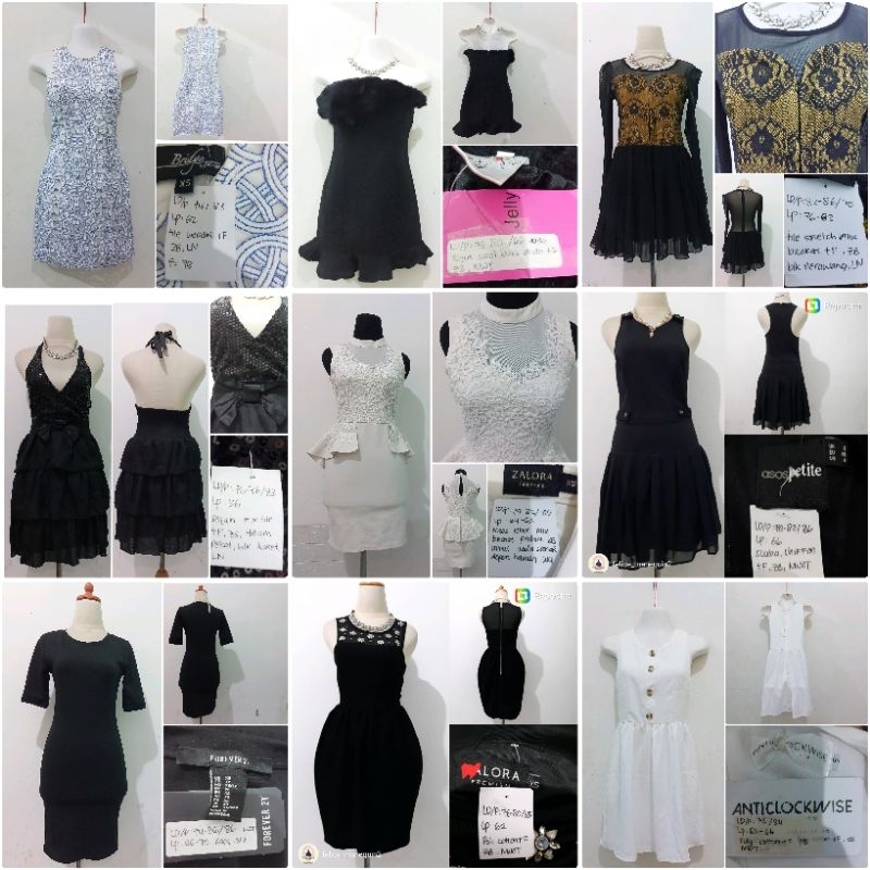 Party Petite Dress Premium Branded/Dress Pesta Hitam Putih Branded/Dress Pesta PETITE