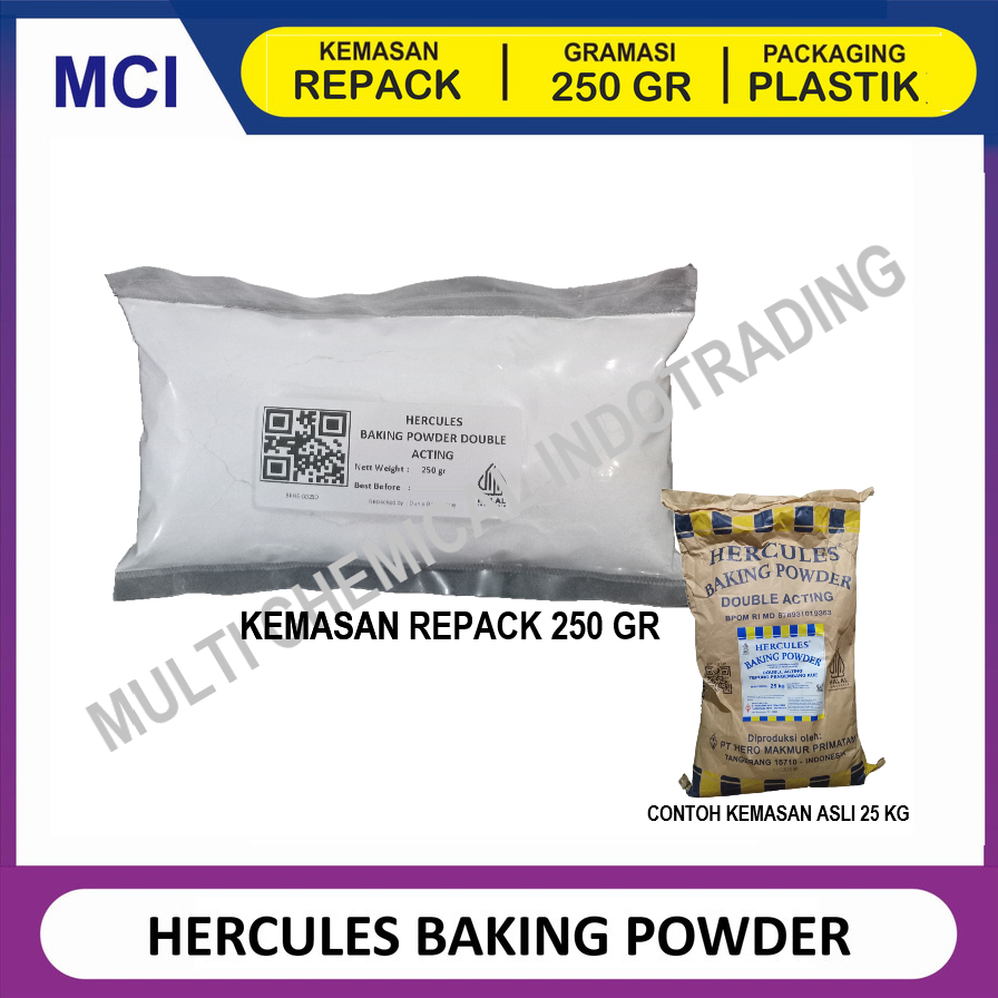 

BAKING POWDER HERCULES. PENGEMBANG. DOUBLE ACTING. FOOD GRADE. 250 gr