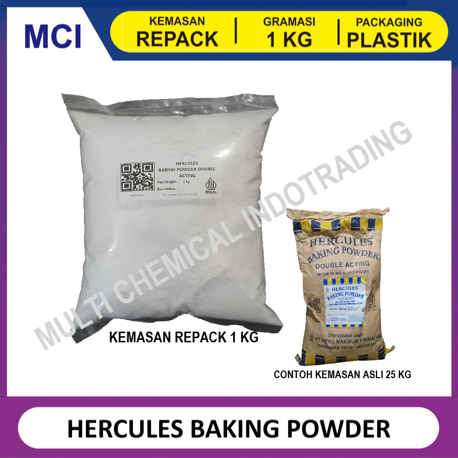 

BAKING POWDER HERCULES. PENGEMBANG. DOUBLE ACTING. FOOD GRADE. 1 KG