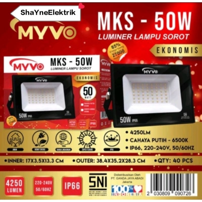 KAP SOROT LED 50 WATT / KAP SOROT MURAH 50 WATT / LAMPU TEMBAK MYVO 50 WATT MYVO
