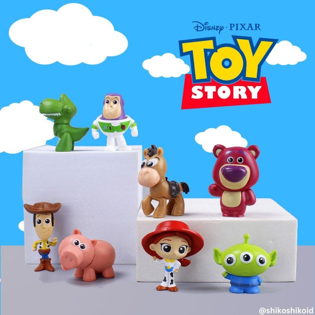FGCtys Figur Chibi Mini ToyStory Set Toy Story Set Lotso Woody Lightyear Alien Trex