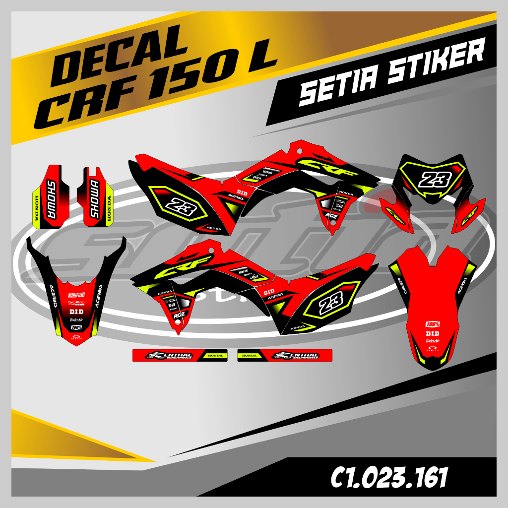 DECAL CRF 150 L, MERAH, HITAM & HIJAU STABILO, SUPERMOTO, TRAIL, DESAIN BEBAS CUSTOM BARU (C1.023.16