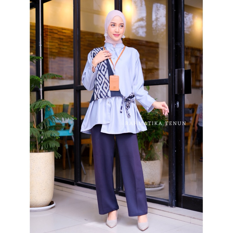 Atasan tenun troso asli jepara Blouse tenun wanita modern lengan panjang cantik modis tenun miring n