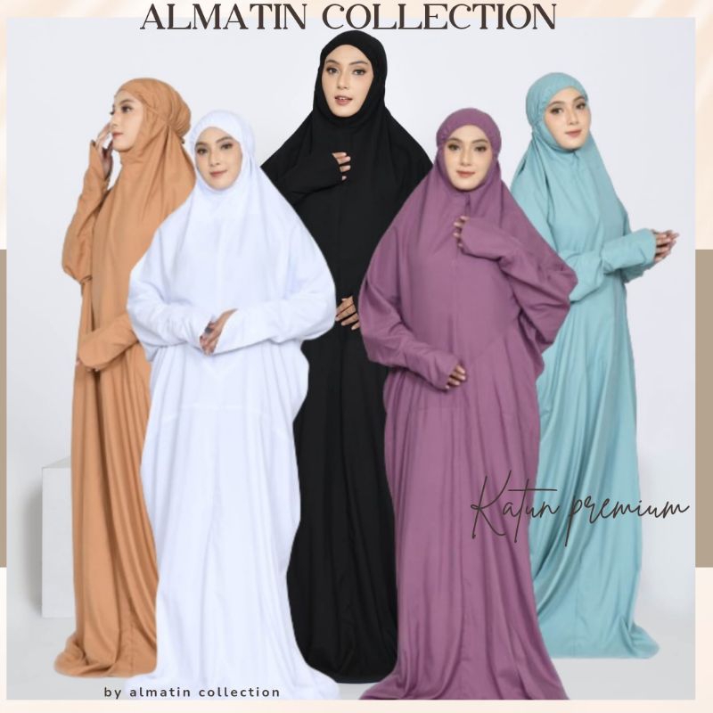 Mukena Terusan Dewasa Travelling Katun Premium Jumbo Mukenah Lajuran