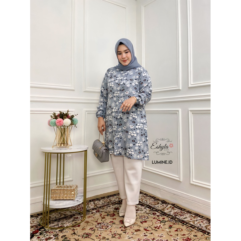 DISKON ESHYLA TUNIK MOTIF WANITA TERBARU KATUN RAYON PREMIUM OVERSIZE JUMBO
