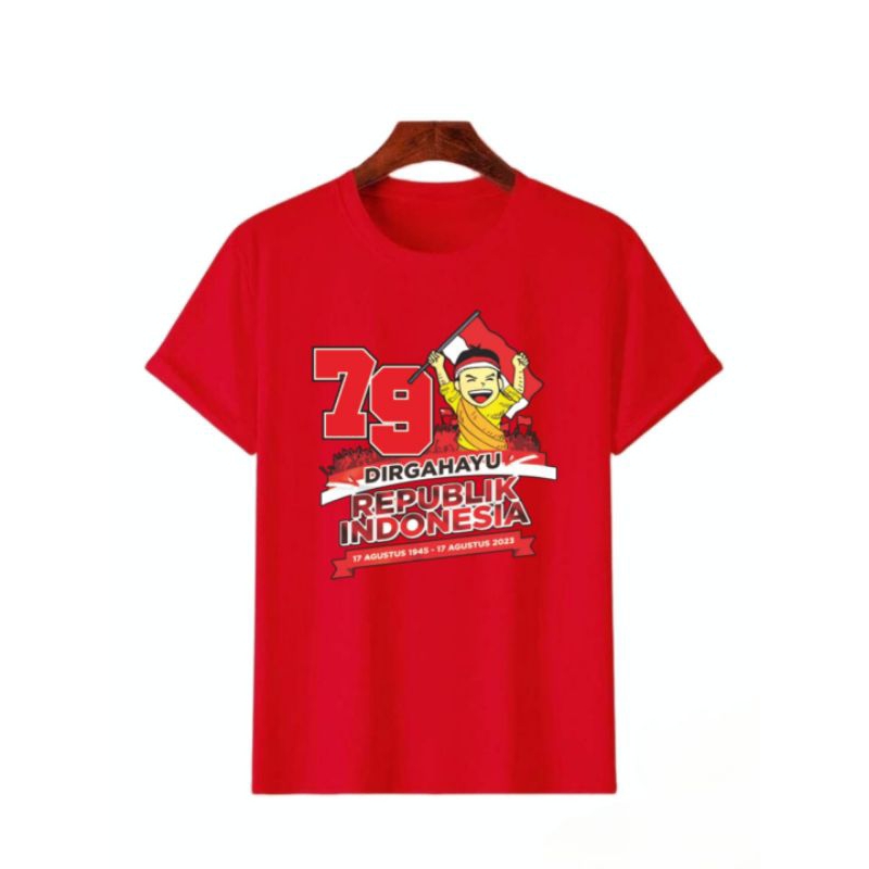 QH kaos lengan pendek Kemerdekaan Indonesia 17 Agustus untuk anak anak dan Dewasa/kaos Agustusan