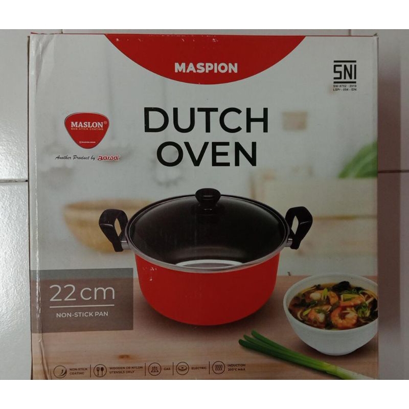 MASPION PANCI DUTCH OVEN 22CM MASLON SERBAGUNA TUTUP KACA