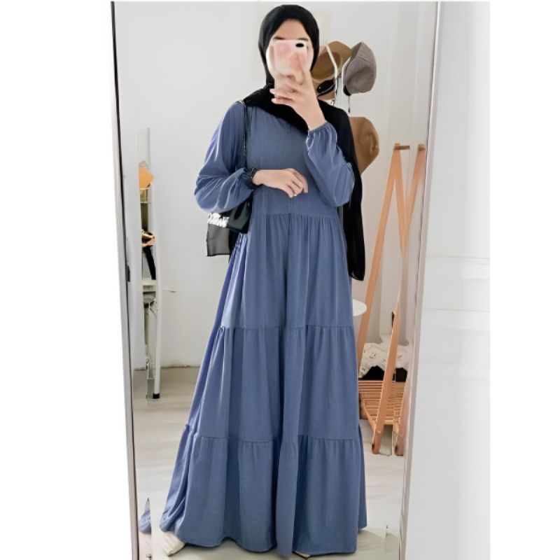 Daster Gamis Lengan Panjang Busui Resleting Depan Semata Kaki Rayon Premium Kekinian Muslimah Susun