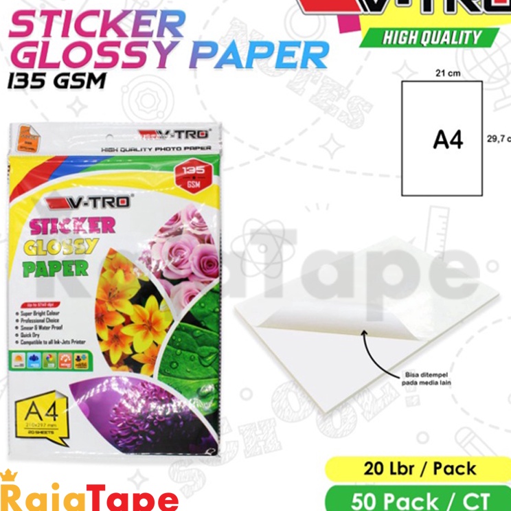 

Murah Ekonomis Sticker Glossy Paper A4 135gsm RAJA TAPE