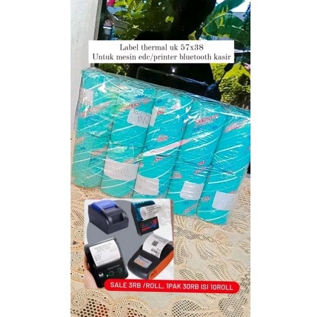 

READY STOK Label thermal uk 57x38 / printer kasir / mesin edc