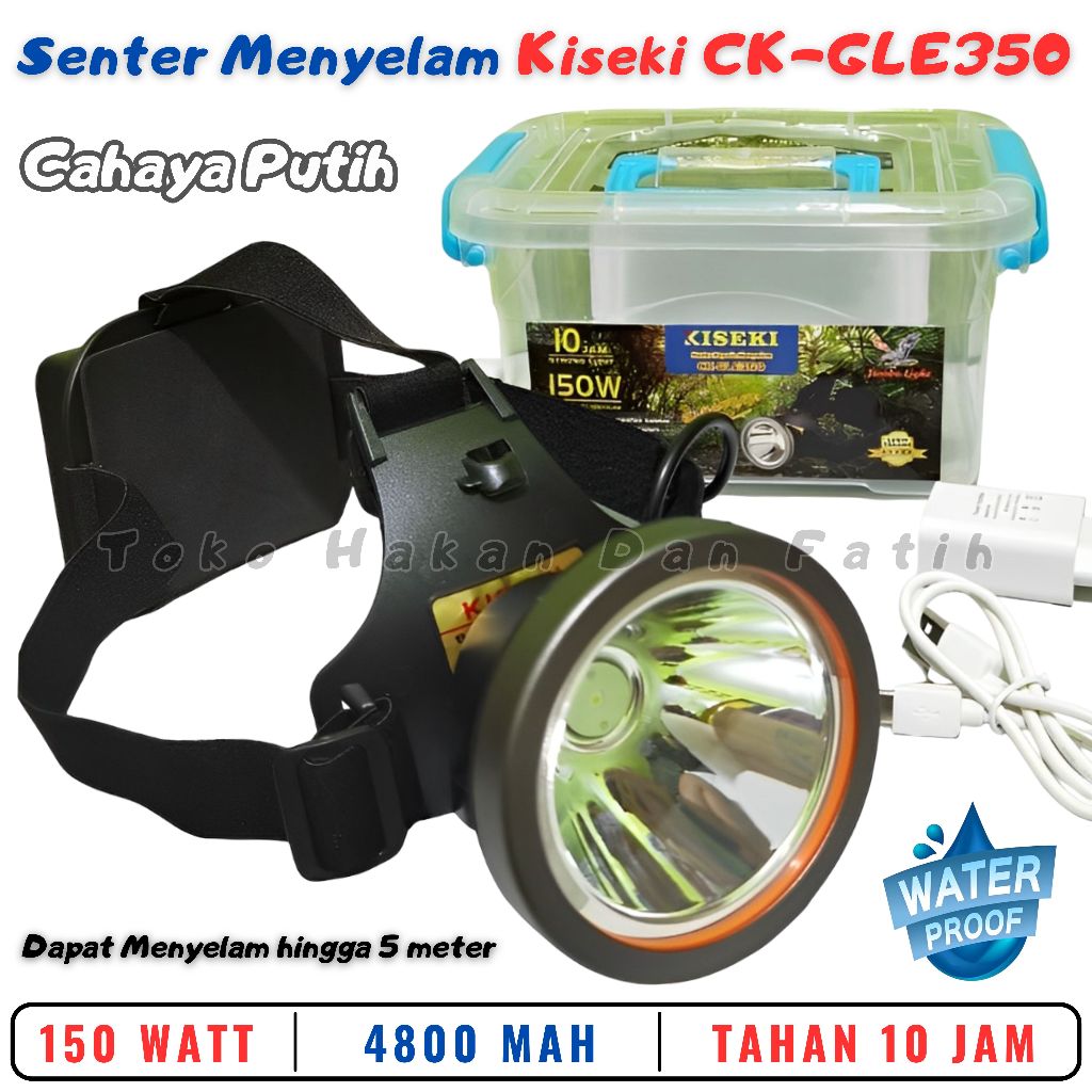 SENTER KEPALA SELAM WATERPROOF CK-GLE350 TAHAN AIR DIVING HEADLAMP LED PREMIUM ORIGINAL 150 WATT SUP