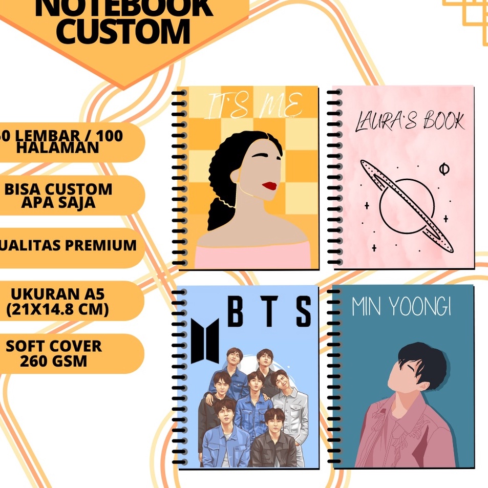 

Super Produk Notes custom A5 Notebook Spiral A5 Cover Depan Isi 1 lembar 2 halaman