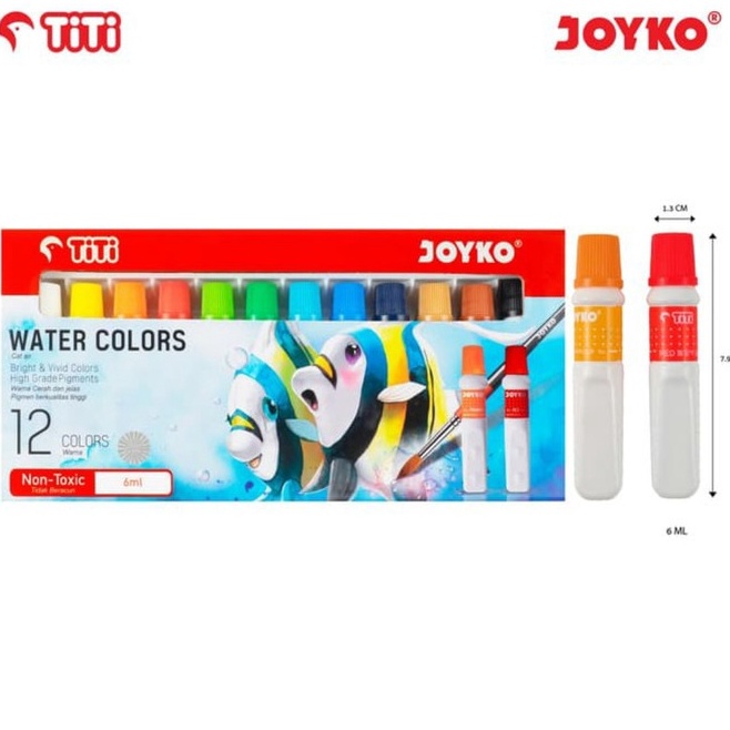 

Super Heboh JOYKO TITI 12 WATERCOLOUR PAINT CAT AIR 12 WARNA JOYKO WAC6ML12