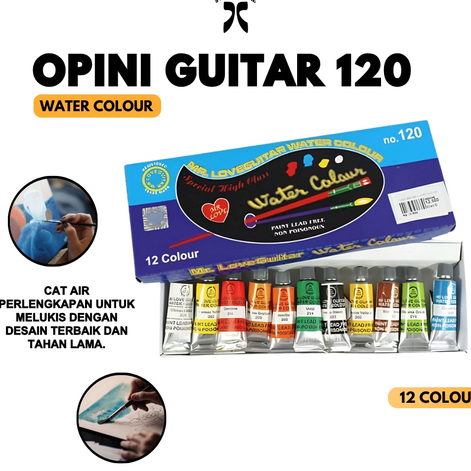 

Promo Menarik Cat Air Lukis Merk Opini Guitar No 12 WaterColour Cat Lukis Kanvas 12 Warna