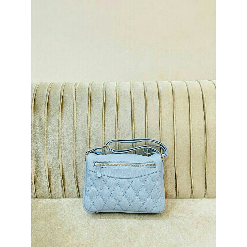 Tas selempang wanita kulit papirut garut size S MURMER warna Biru Muda/Biru Langit