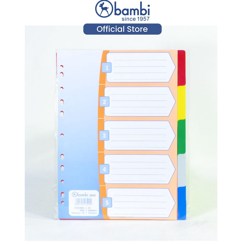 

New Sale Isi Binder A4 Divider Indexes 5 Section Multiholes Colour Rigid kode 265