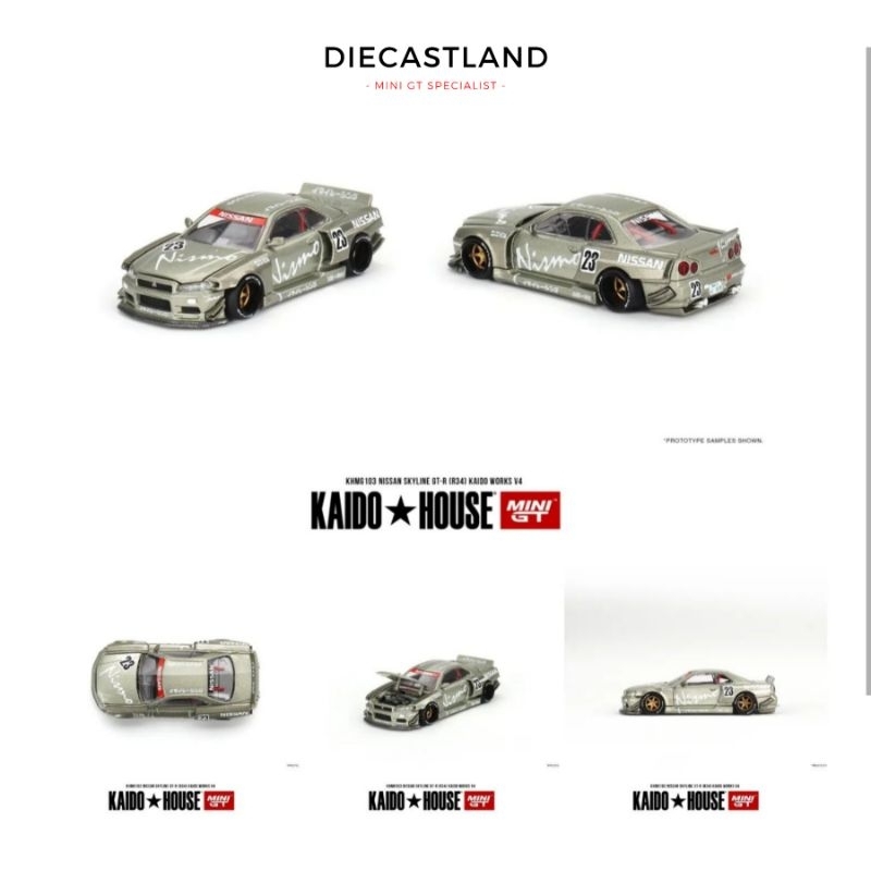 Mini GT x Kaido House KHMG103 Nissan Skyline GT-R (R34) Kaido Works V4 Kaido House Diecast Land