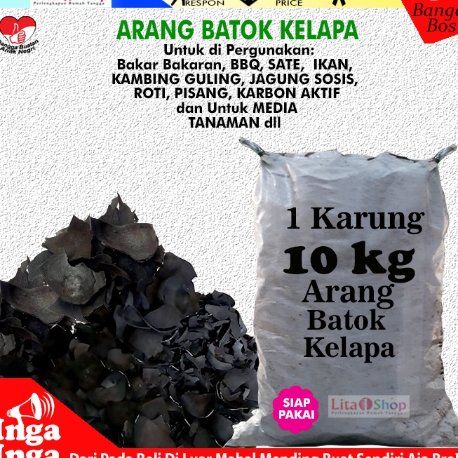 arang batok kelapa karungan 1kg khusus ojol areng