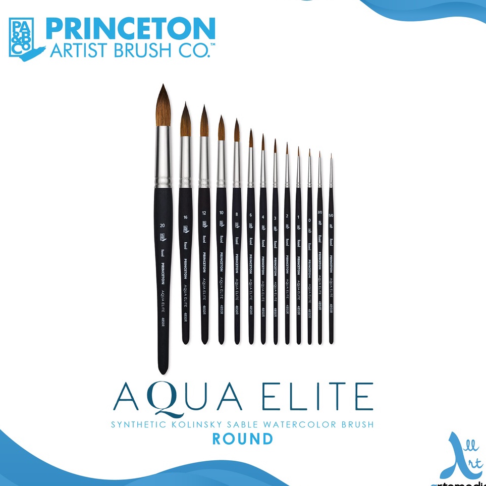 

Best Price Kuas Lukis Princeton Aqua Elite 485R Round Synthetic Watercolor Brush Short Handle