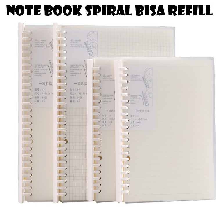 

Model Baru Notebook Spiral Hard cover plastik A5B5 all Varian GarisDoteGridPolos