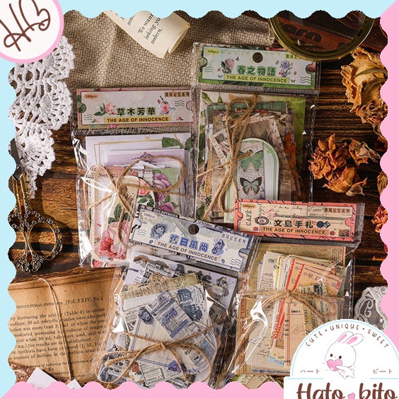 

Baru Datang 1 set isi 1 pcs innocence deco paper vintage retro jurnal DIY scrapbook kertas hias estetik HB1636