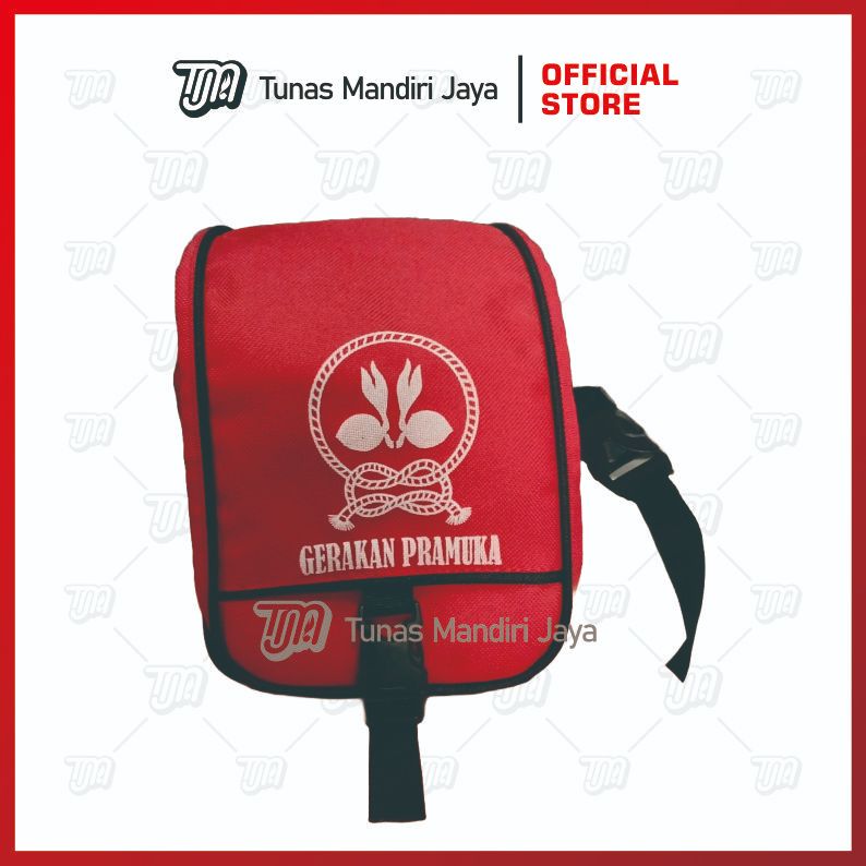 TAS SLEMPANG PRAMUKA / TAS SLEMPANG MERAH LIS HITAM