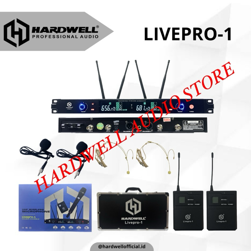 Mic Wireless Hardwell Livepro 1 Original Double Mic Clip On Headset