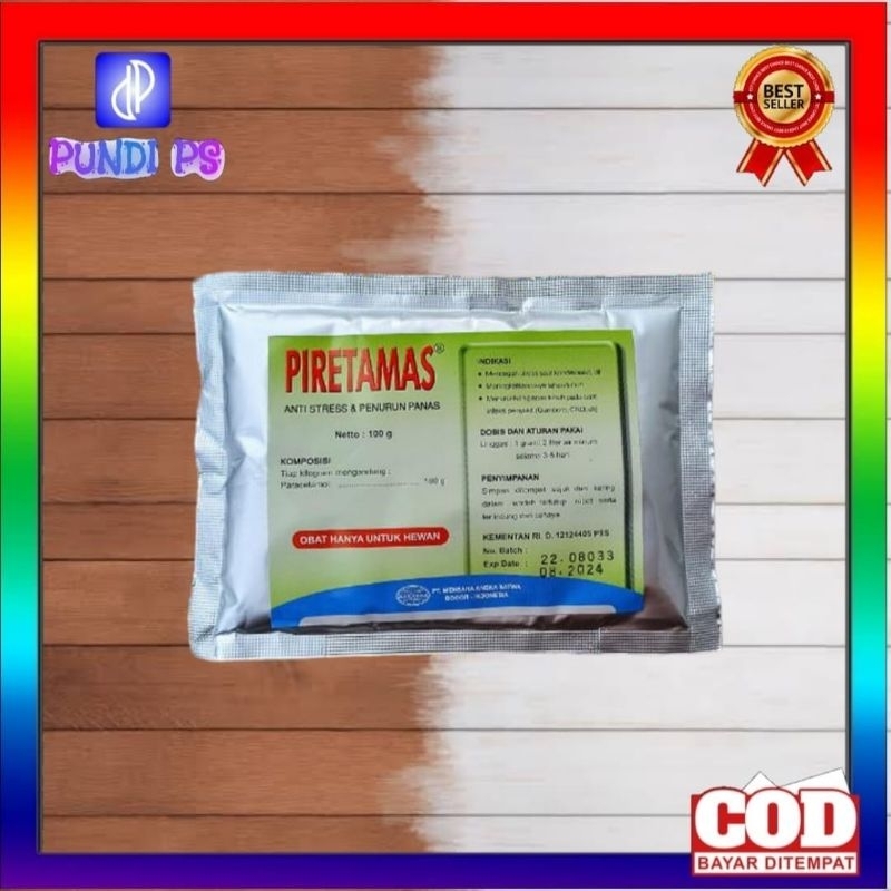 PIRETAMAS 100Gram Penurun Kematian Panas Gumboro IBD Ayam Unggas Hewan Paracetamol Vitamin C Mensana