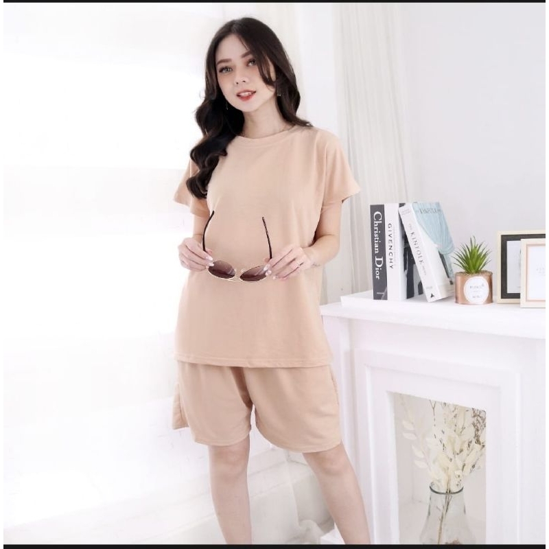 Best Seller Setelan Polos Celana Pendek Wanita Jumbo Ld 100 110 120 Setelan Crinkle Pendek Jumbo One