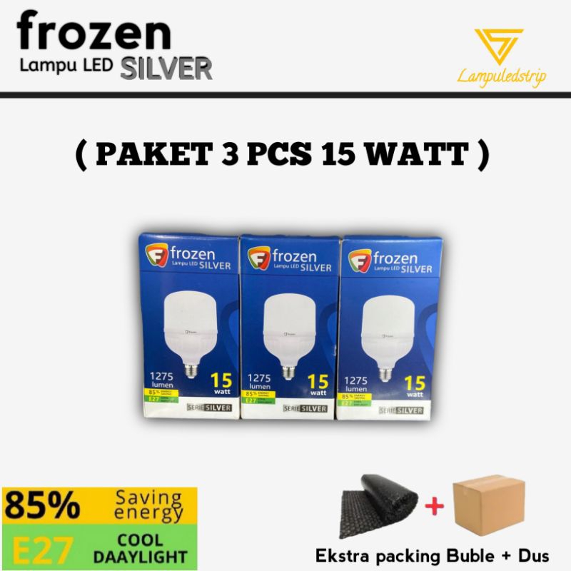 ( PAKET 3 PCS ) Lampu Bohlam 15 WATT  FROZEN 15 WATT ISI 3 PCS Cahaya Putih Terang E27