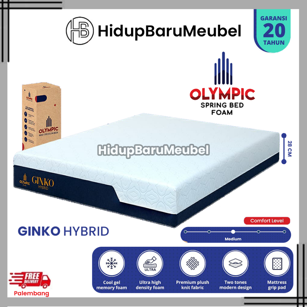 Kasur Busa Ginko Hybrid By Olympic / Matras Memory Foam Density 30 / Kasur Hotell