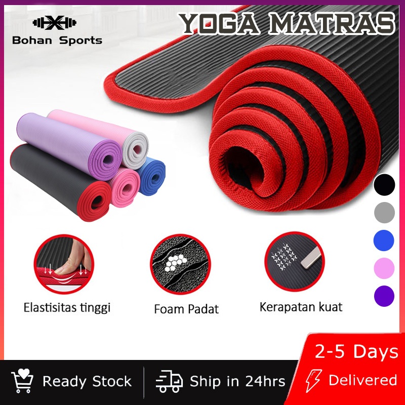 Matras Yoga Mat Hemmed /12mm NBR Mengentalkan Senam /Lantai Meditasi /Fitness Karpet Olahraga