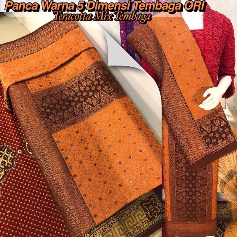 Songket Panca Warna 5 Dimensi Tembaga ORI-Asli Tenun Tangan Palembang(Ilham Songket)