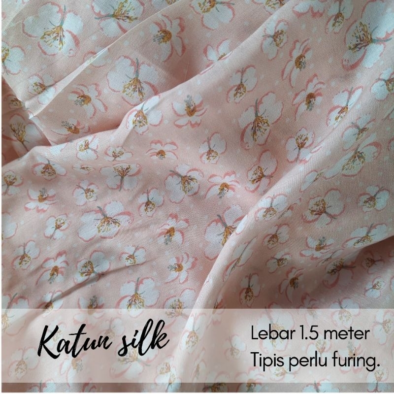 kain katun silky motif bunga / bahan katun motif bunga kecil