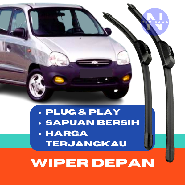 WIPER HYUNDAI ATOZ DEPAN 1 SET WIPER DEPAN ATOZ KANAN KIRI FRAMELESS
