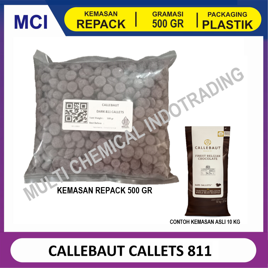 

REPACK 500 GR CALLEBAUT DARK CHOCOLATE 811 COUVERTURE 54,5% / COKLAT