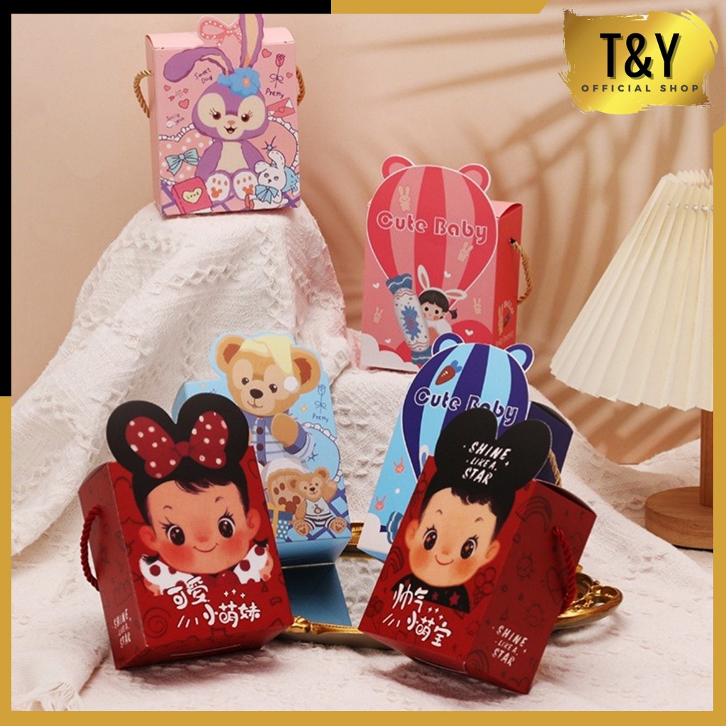 

T&Y Goodie Bag Ulang Tahun Anak Motif Kartun Hampers Ulang Tahun Anak Kotak Souvenir Tas Bingkisan Hadiah Kantong Tentengan Bingkisan Paper Bag Kertas