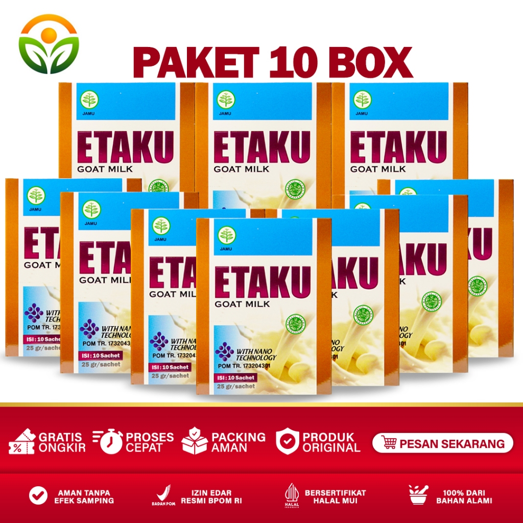 

Almira Herbal - Paket 10 Box Etaku Goat Milk Susu Kambing Etawa Murni Bubuk Sudah Bpom dan Halal