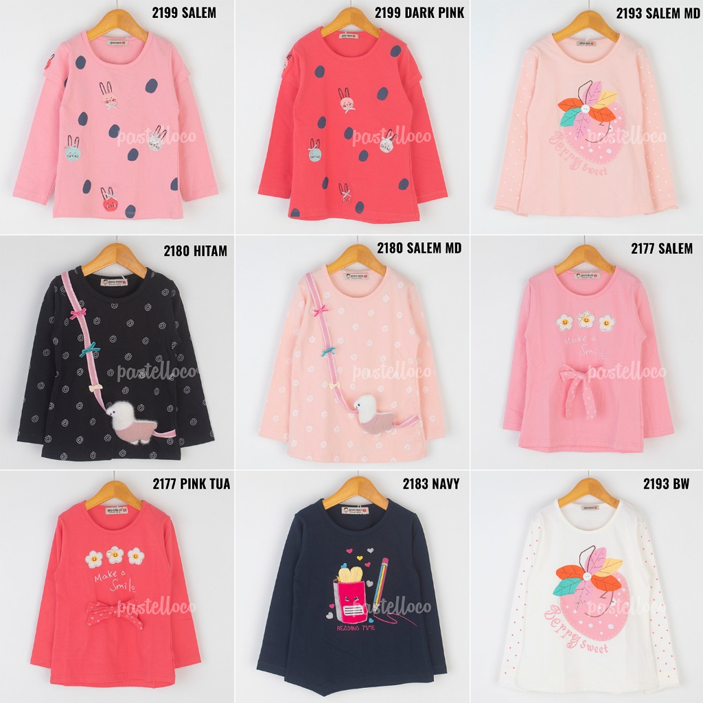 1-6 GEENEE Kaos Anak Perempuan Lengan Panjang Atasan Anak Cewek 2089