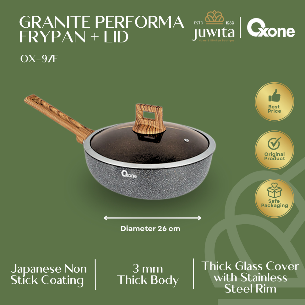 Oxone OX97F Wajan Fry Pan Besar Anti Lengket Penggorengan Performa Motif Granite Series Non Stick Je