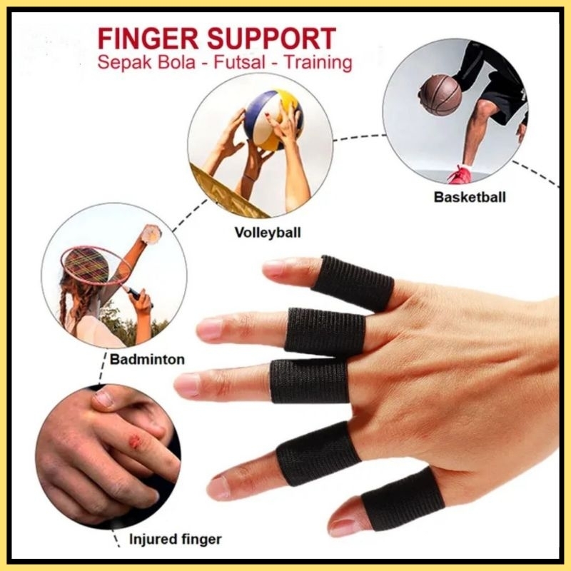Pelindung Jari Tangan Karet Elastis Finger Support Deker Olahraga Volly Kiper Futsal Basket