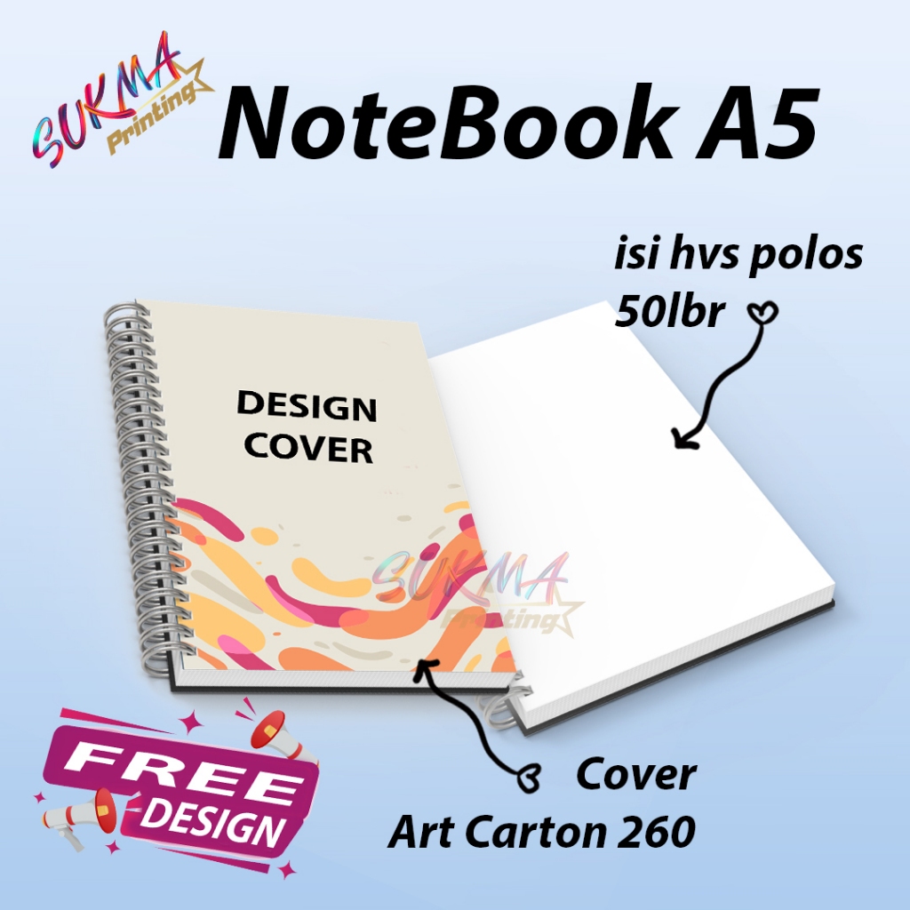 

[ isi 50 lembar ] Notesbook / Notebook Custome A5 / Notebook Spiral - Cover Depan Saja