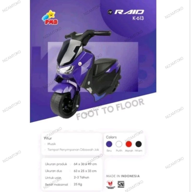 PMB k613 RAID MAINAN MOTORAN ANAK MAINAN DORONG ANAK 1-3 TAHUN