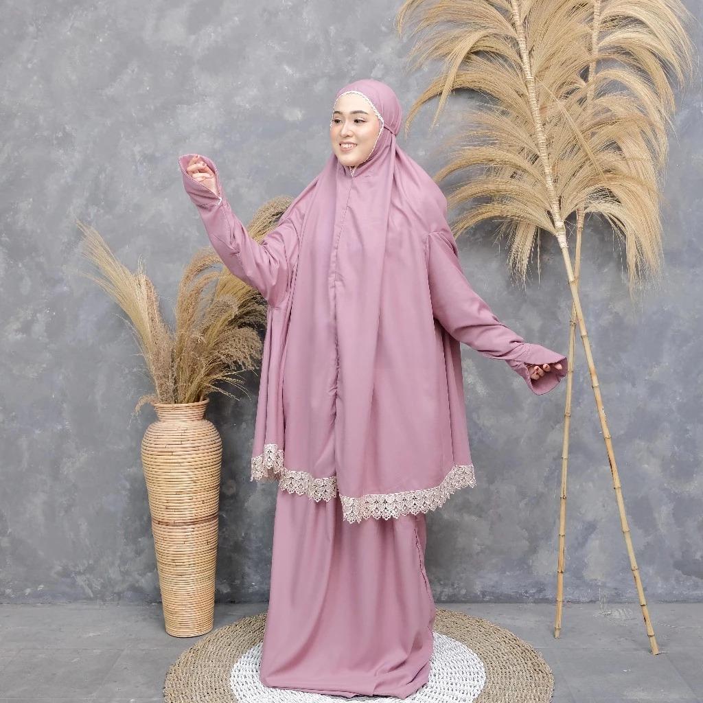 Mukena Dewasa Potongan Berlengan Nazifa Cantik Elegan Bahan Katun Mikro Premium Nyaman Lembut Adem